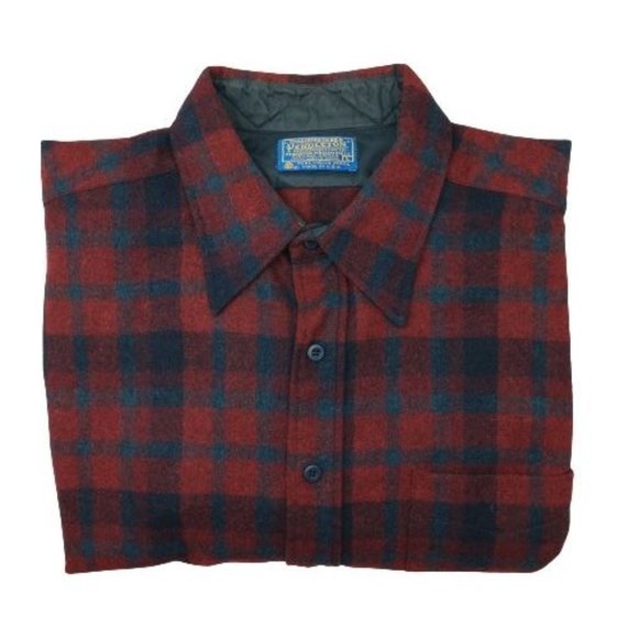 Pendleton Other - Vintage Pendleton Mens Large Red Plaid Wool Made in USA Shirt